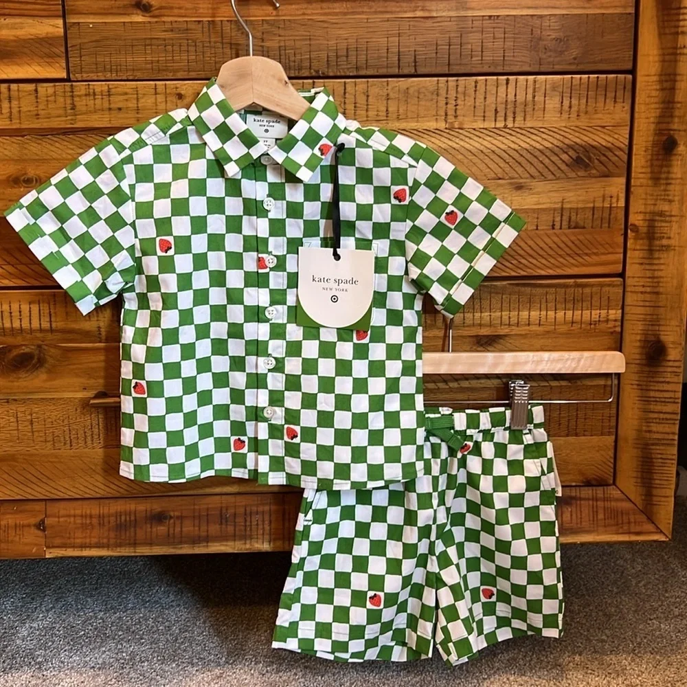 NWT Kate Spade x Target Green Checkered Kids Outfit